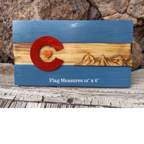 Rustic Colorado Flag with Mountains | MINI 12" x 6" | Plain