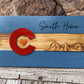 Rustic Colorado Flag with Mountains | MINI 12" x 6" | Engraved.