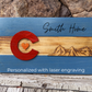 Rustic Colorado Flag with Mountains | MINI 12" x 6" | Engraved.