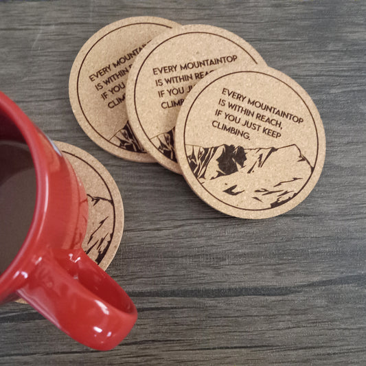 Engraved. Cork Coaster | Set of Four