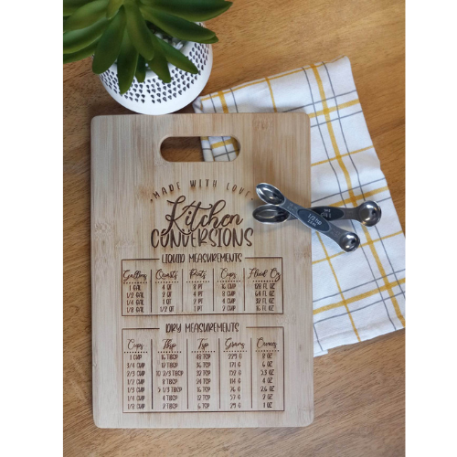 Engraved. Kitchen Conversion Chart  | Bamboo Cutting Board