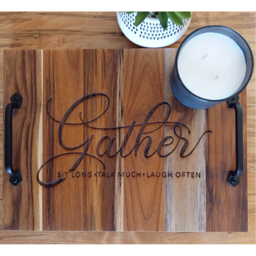 Engraved. Teak Tea Tray